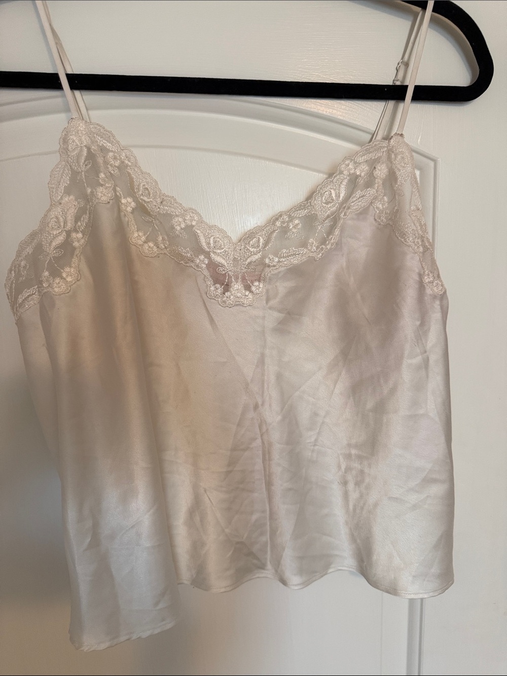 Victoria's Secret Cream Satin Lace-Trim Camisole